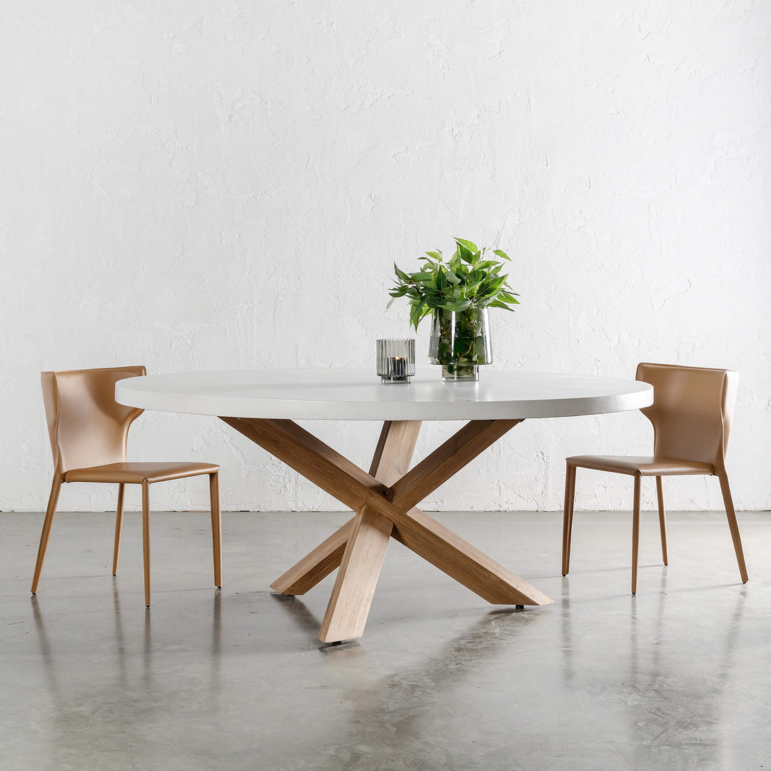 ARIA LUPA ROUND DINING TABLE  |  BIANCO CIMENT  | 150cm