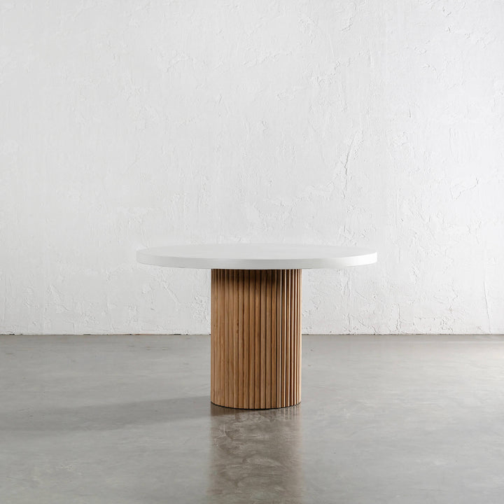 ARIA VITOLO PILLAR ROUND DINING TABLE  |  BIANCO CIMENT  |  120CM