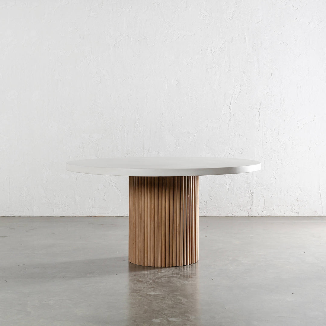 ARIA VITOLO PILLAR ROUND DINING TABLE  |  BIANCO CIMENT  |  150CM