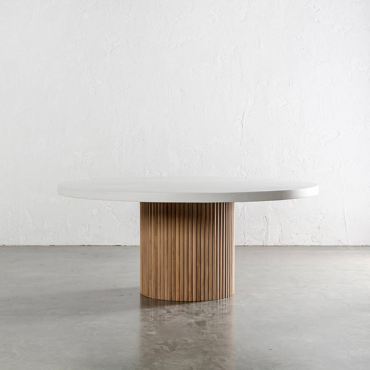 ARIA VITOLO PILLAR ROUND DINING TABLE  |  BIANCO CIMENT  |  180CM