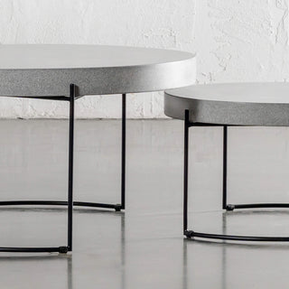 ARIA CONCRETE GRANITE COFFEE TABLE BUNDLE  |  2 x COFFEE TABLES   |  ROUND  |  ZINC ASH