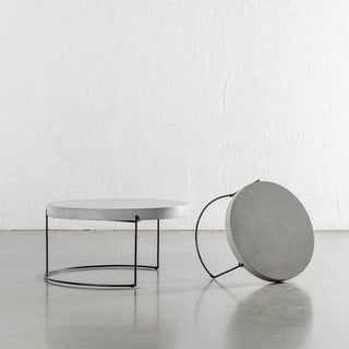 ARIA CONCRETE GRANITE COFFEE TABLE BUNDLE  |  2 x COFFEE TABLES   |  ROUND  |  ZINC ASH