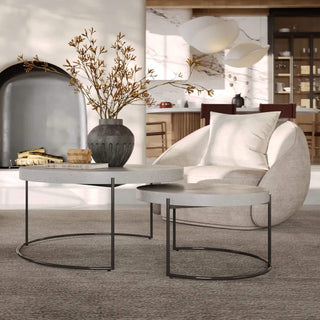 ARIA CONCRETE GRANITE COFFEE TABLE BUNDLE  |  2 x COFFEE TABLES   |  ROUND  |  ZINC ASH