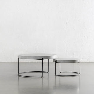 ARIA CONCRETE GRANITE COFFEE TABLE BUNDLE  |  2 x COFFEE TABLES   |  ROUND  |  ZINC ASH