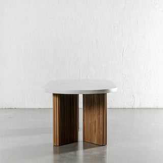 ARIA MONDELLO OVAL DINING TABLE  |  BIANCO CIMENT  |  SIDE VIEW