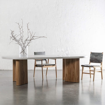 ARIA MONDELLO OVAL DINING TABLE  |  260CM + 300CM  |  BIANCO CIMENT