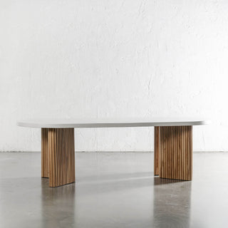 ARIA MONDELLO OVAL DINING TABLE  |  260CM + 300CM  |  BIANCO CIMENT