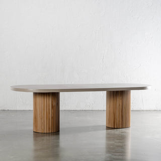 ARIA VITOLO PILLAR OVAL DINING TABLE  |  SAHARA CIMENT  |  260CM