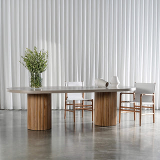 ARIA VITOLO PILLAR OVAL DINING TABLE  |  SAHARA CIMENT  |  260CM