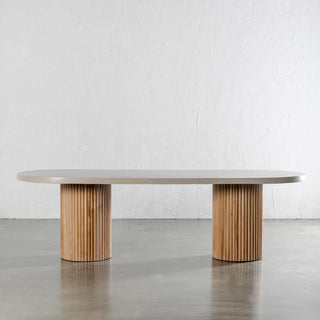 ARIA VITOLO PILLAR OVAL DINING TABLE  |  SAHARA CIMENT  |  260CM