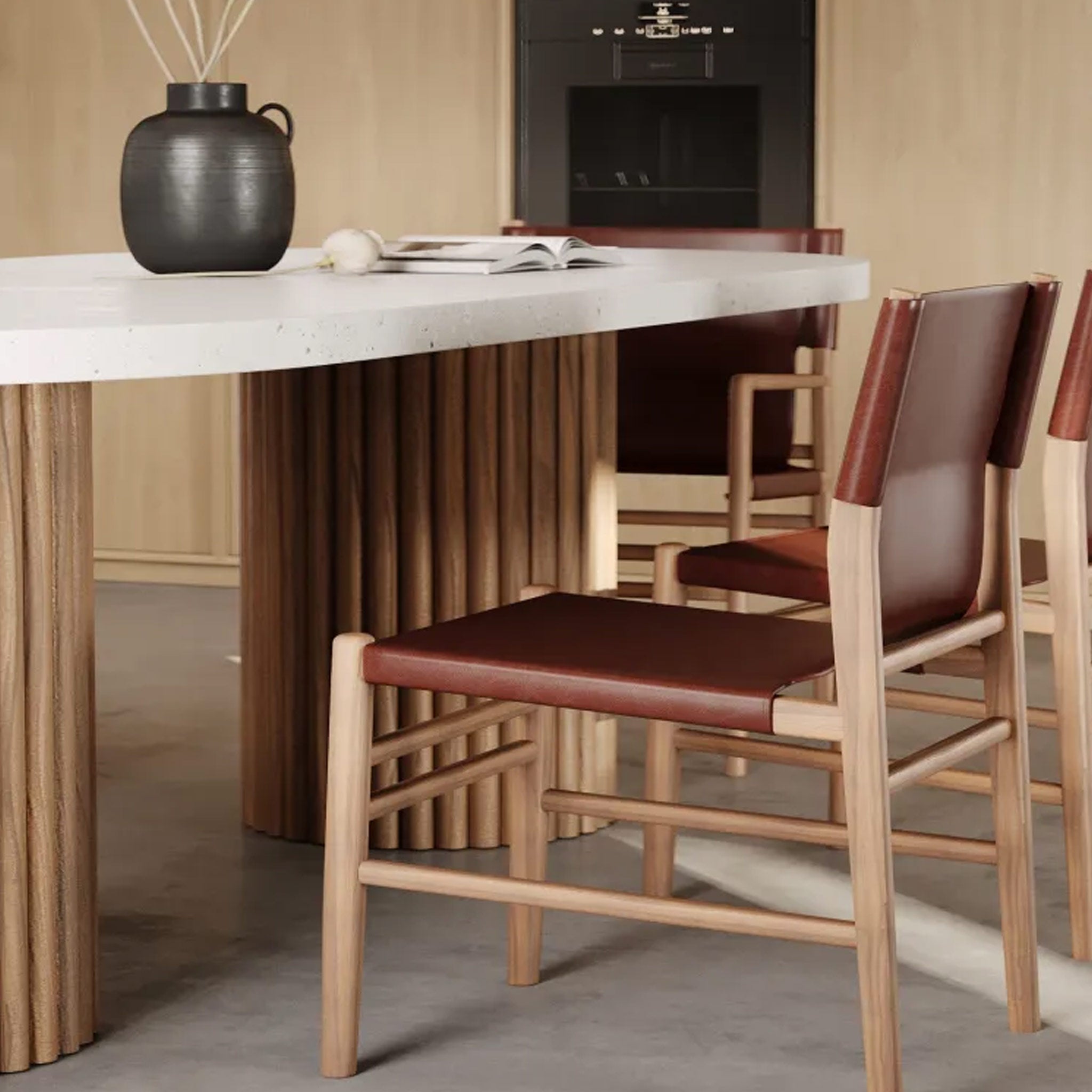 TRIENT LEATHER DINING CHAIR | NUTMEG HUSK + BRUSHED TEAK – Living