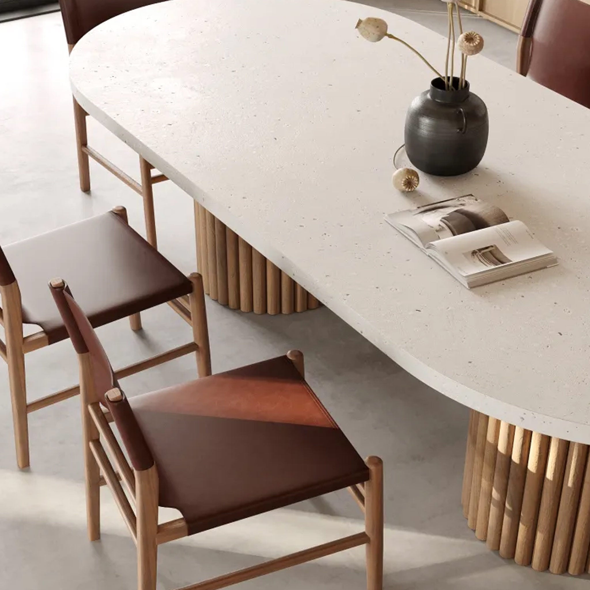 TRIENT LEATHER DINING CHAIR | NUTMEG HUSK + BRUSHED TEAK – Living