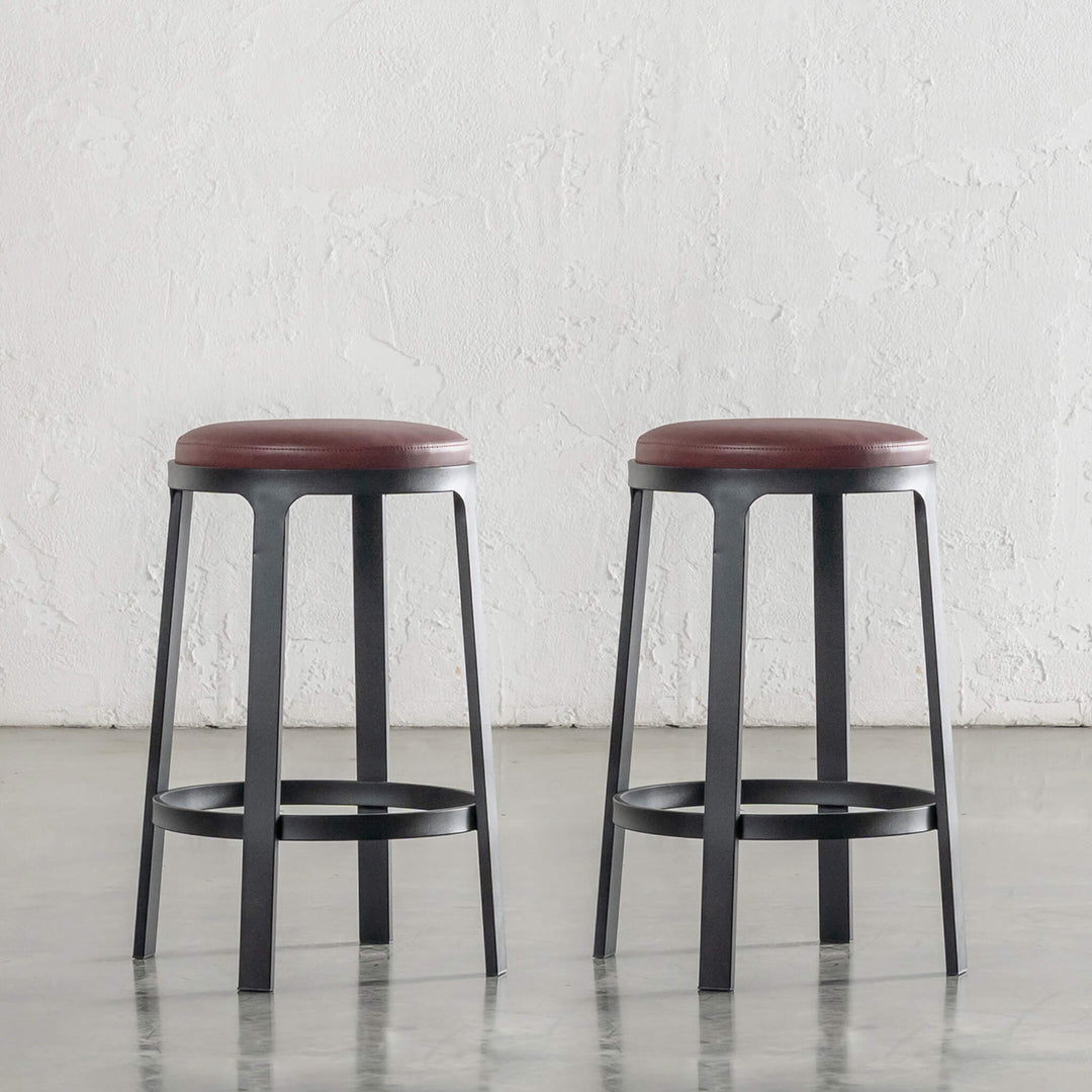 ARNHEM COUNTER STOOL  |  BUNDLE + SAVE  |  BURNISHED CURRANT VEGAN LEATHER