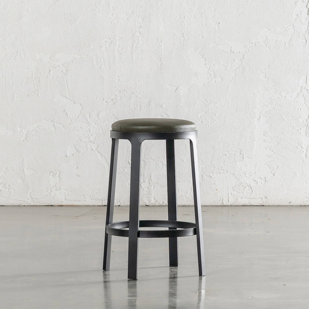 ARNHEM COUNTER STOOL  |  MEDITERRANEAN DEEP OLIVE VEGAN LEATHER
