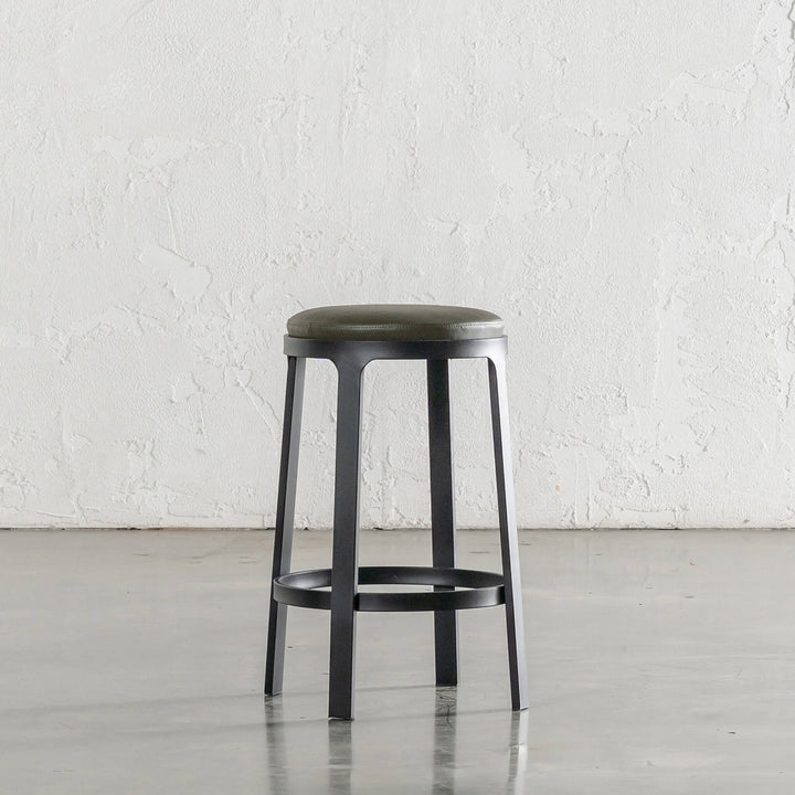 ARNHEM COUNTER STOOL  |  MEDITERRANEAN DEEP OLIVE VEGAN LEATHER