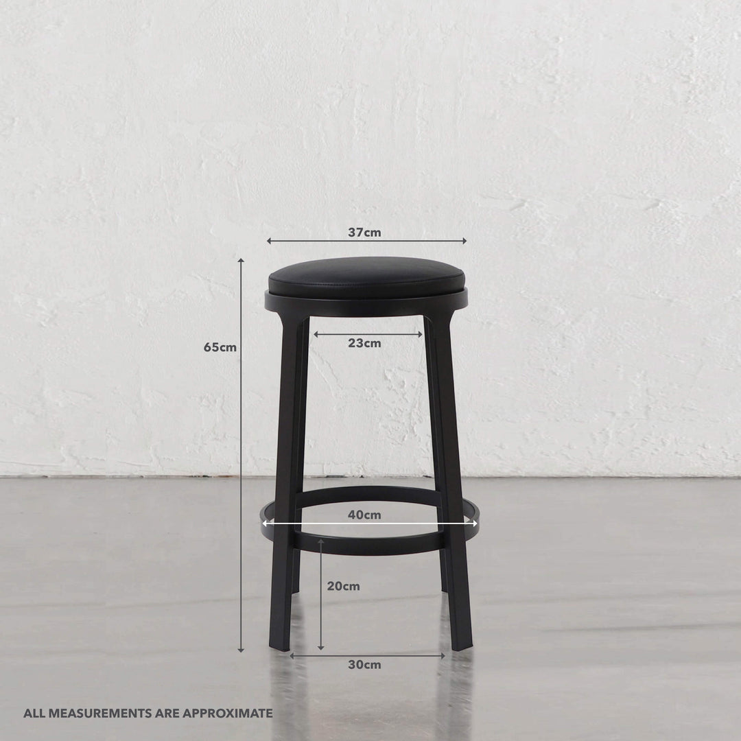 ARNHEM COUNTER STOOL  |  NOIR BLACK VEGAN LEATHER | MEASUREMENTS