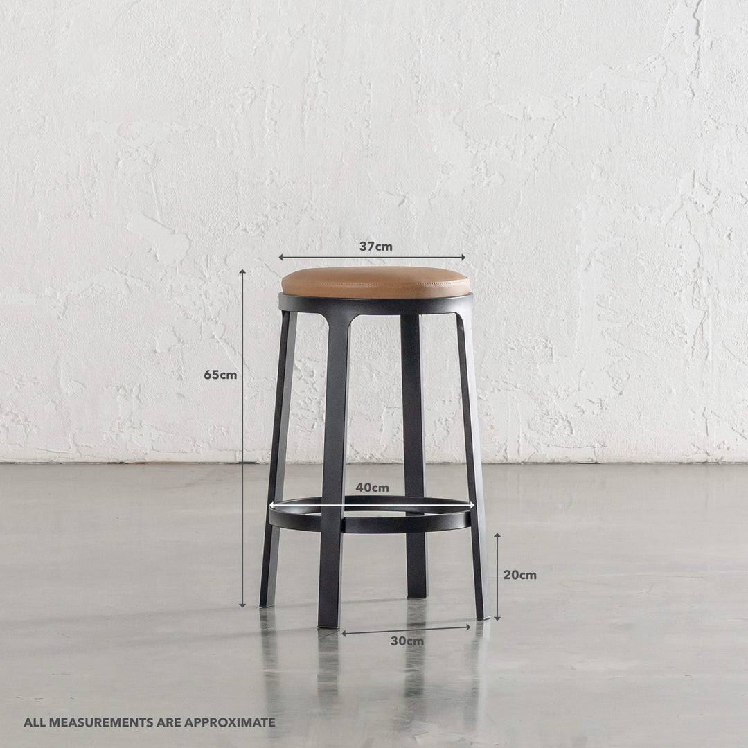 ARNHEM COUNTER STOOL  |  CANYON TAN VEGAN LEATHER | MEASUREMENTS