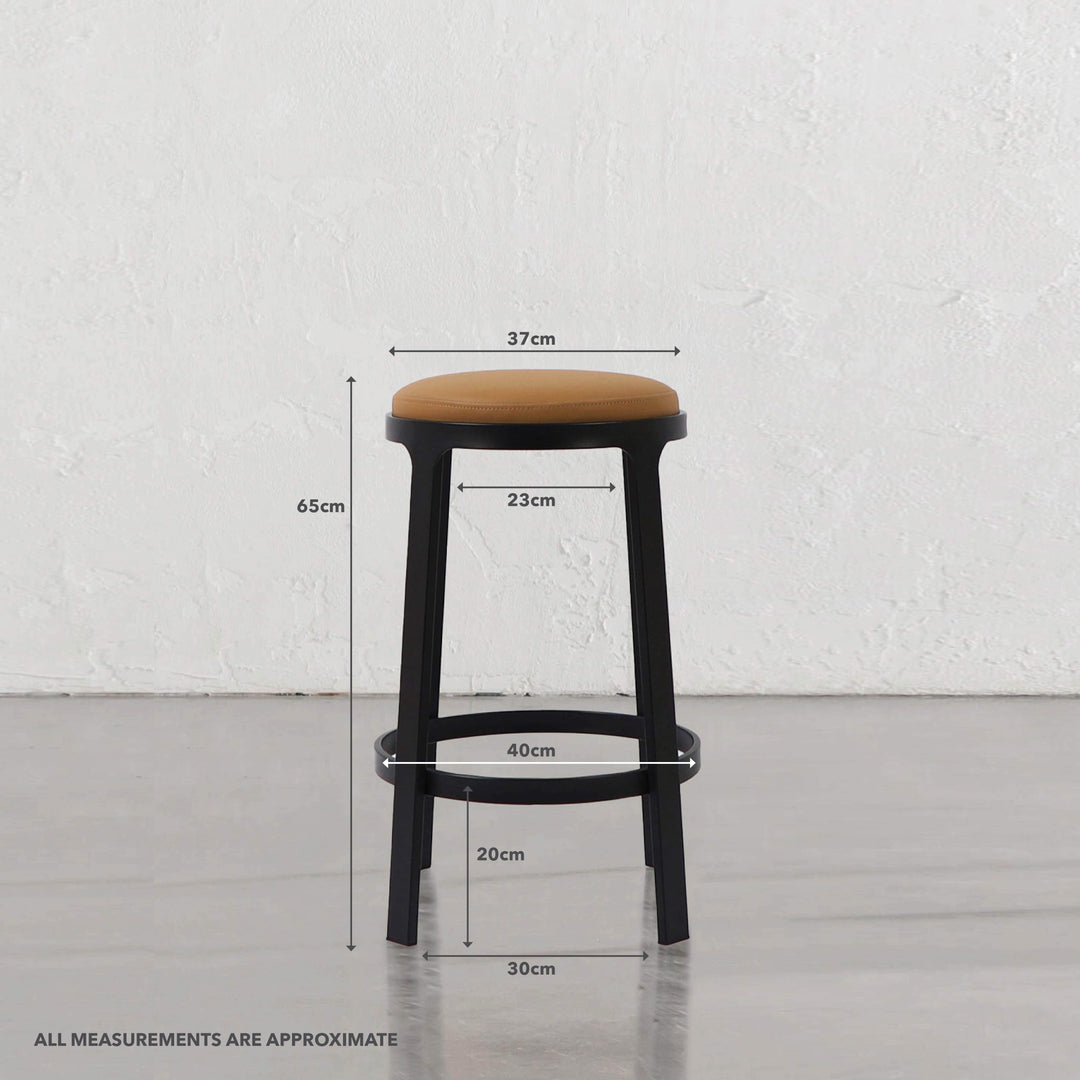 ARNHEM COUNTER STOOL  |  CANYON TAN VEGAN LEATHER | MEASUREMENTS