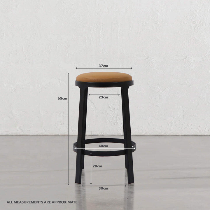 ARNHEM COUNTER STOOL  |  CANYON TAN VEGAN LEATHER | MEASUREMENTS