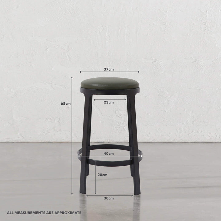 ARNHEM COUNTER STOOL  |  BUNDLE + SAVE  |  MEDITERRANEAN DEEP OLIVE VEGAN LEATHER | MEASUREMENTS