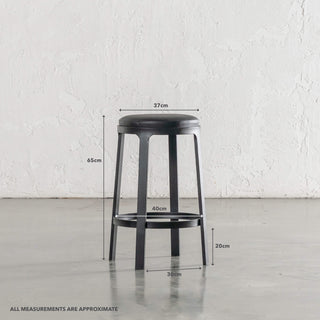 ARNHEM COUNTER STOOL  |  NOIR BLACK VEGAN LEATHER | MEASUREMENTS