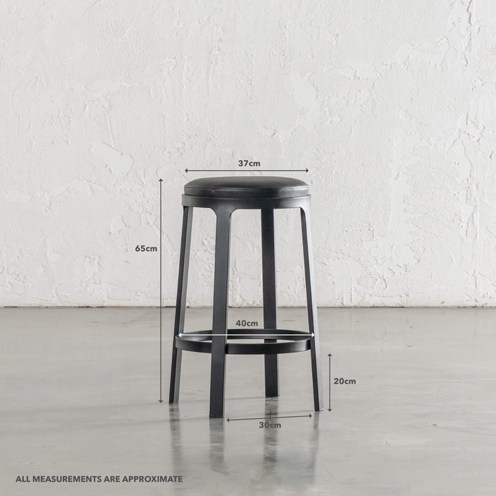 ARNHEM COUNTER STOOL  |  NOIR BLACK VEGAN LEATHER | MEASUREMENTS
