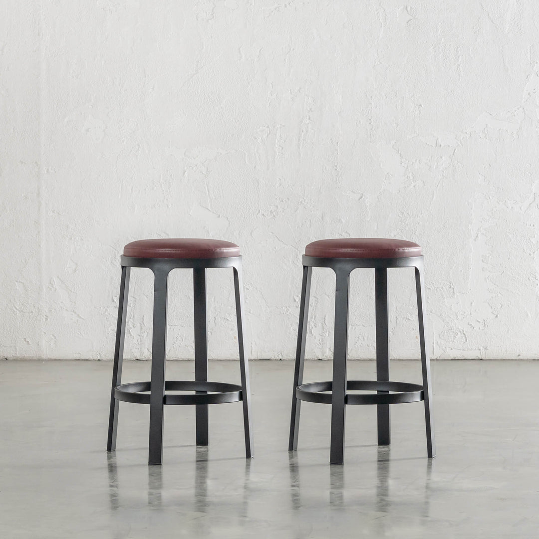 ARNHEM COUNTER STOOL  |  BUNDLE + SAVE  |  BURNISHED CURRANT VEGAN LEATHER