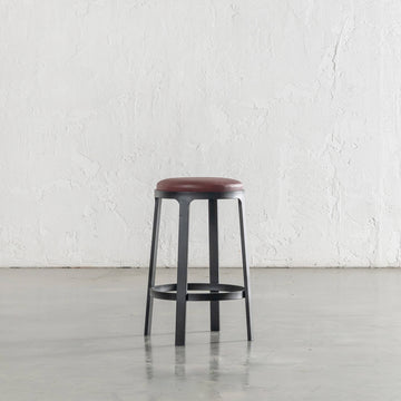 ARNHEM COUNTER STOOL  |  BURNISHED CURRANT VEGAN LEATHER