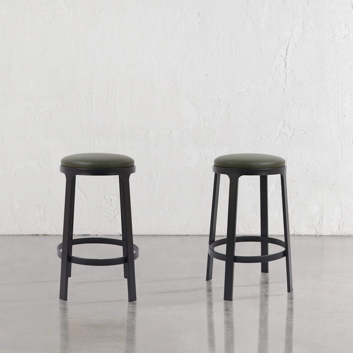ARNHEM COUNTER STOOL  |  MEDITERRANEAN DEEP OLIVE VEGAN LEATHER