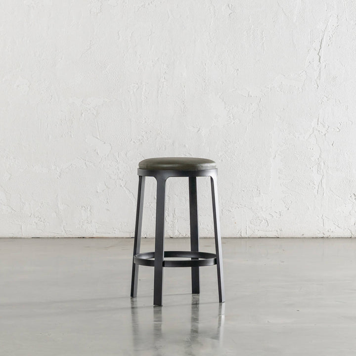 ARNHEM COUNTER STOOL  |  MEDITERRANEAN DEEP OLIVE VEGAN LEATHER