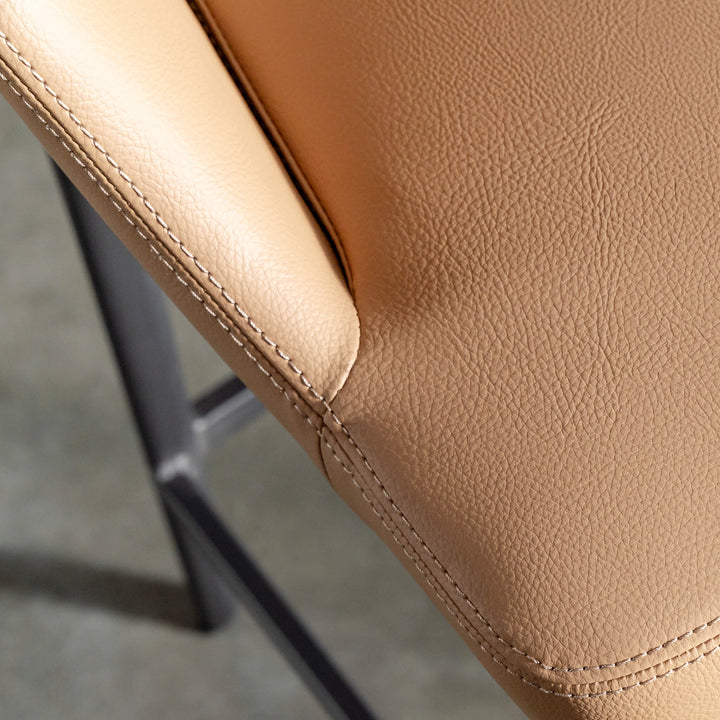 ANTONIS COUNTER STOOL  |  SADDLE TAN VEGAN LEATHER CLOSE UP