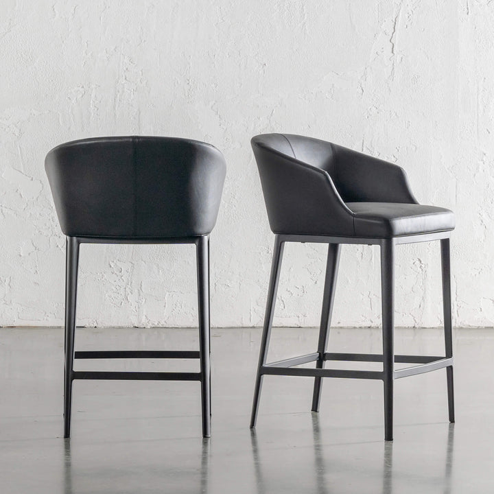 ANTONIS COUNTER STOOL  |  NOIR BLACK VEGAN LEATHER