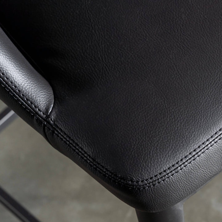 ANTONIS COUNTER STOOL  |  NOIR BLACK VEGAN LEATHER CLOSE UP