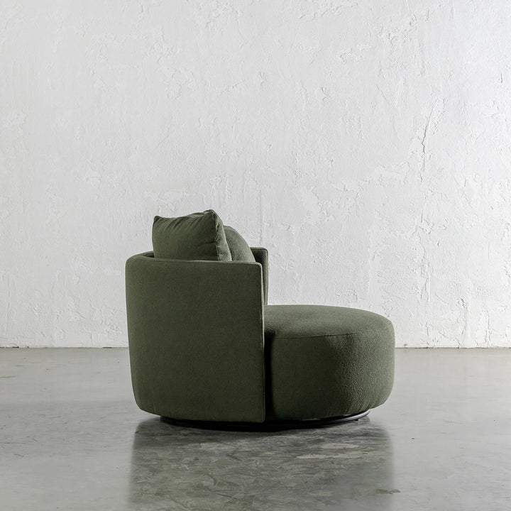 ACHERY XL CURVED ARMCHAIR SIDE VIEW  |  BANCHA LEAF GREEN