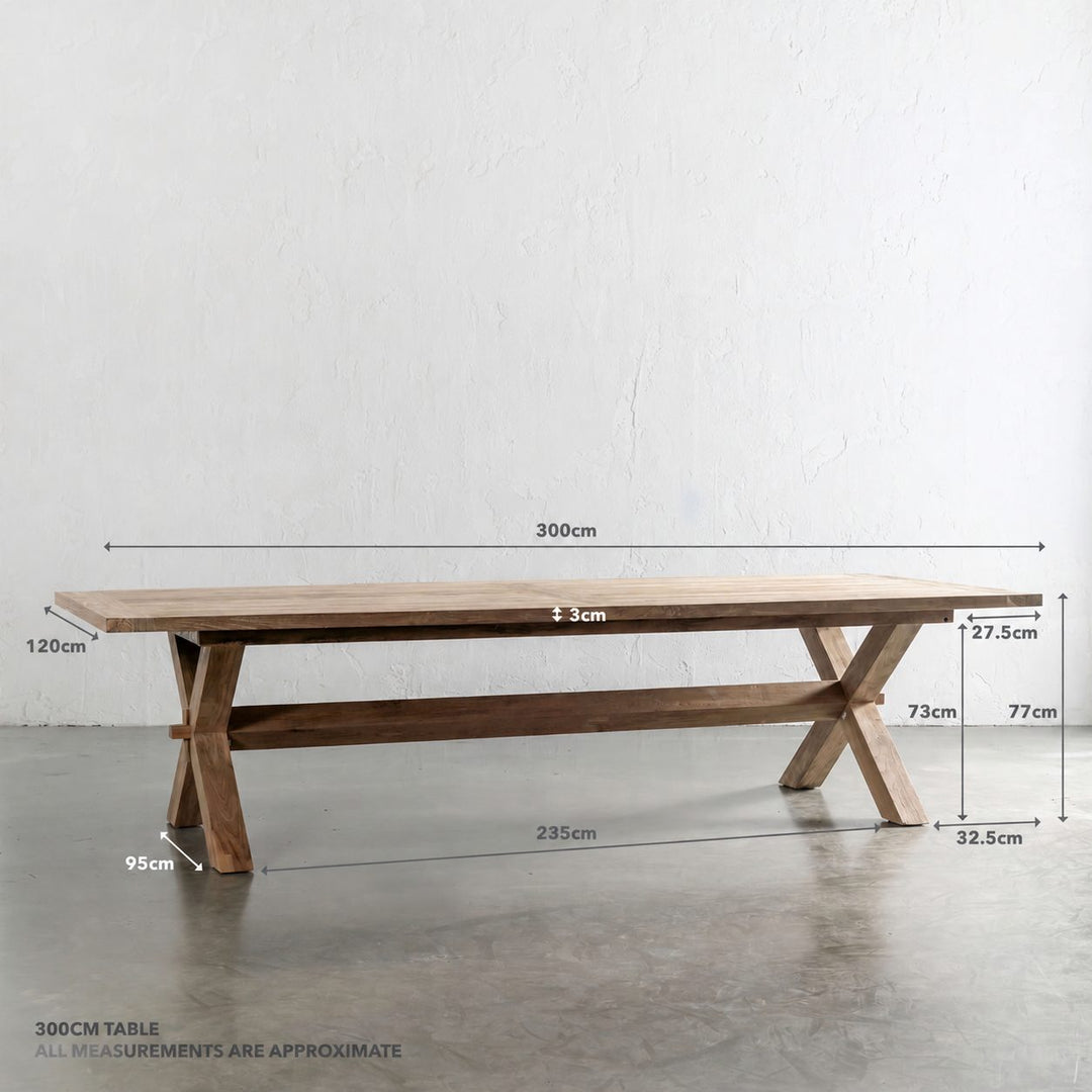 ADRIATIC SLATTED CROSS LEG OUTDOOR DINING TABLE  |  300CM
