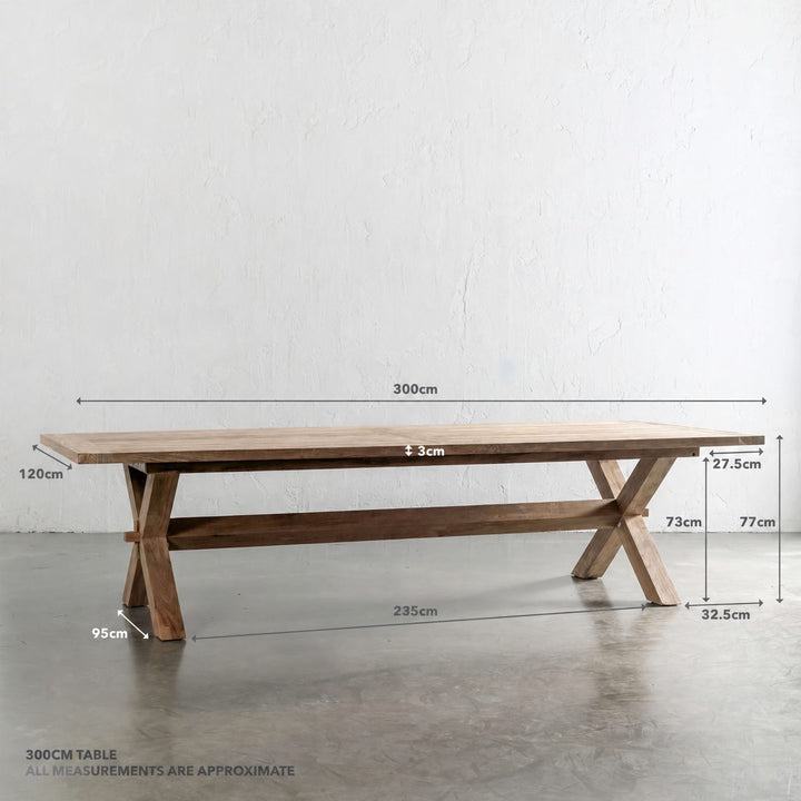 ADRIATIC SLATTED CROSS LEG OUTDOOR DINING TABLE  |  300CM