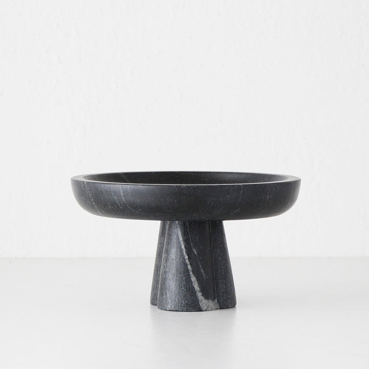 ALLEGRA MARBLE FOOTED BOWL  |  BLACK