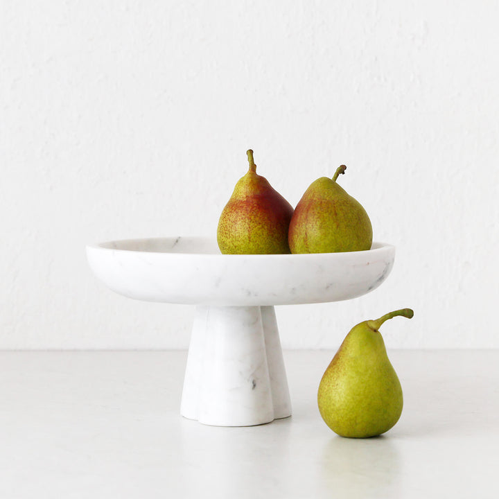 ALLEGRA MARBLE FOOTED BOWL | WHITE
