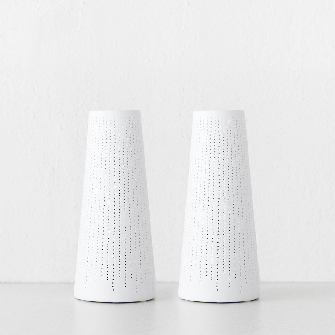 DIANNA PORCELAIN TAPERED LAMP BUNDLE X2  |  SMALL  |  WHITE
