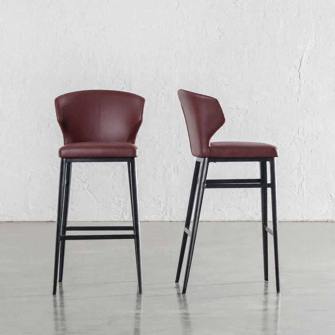 ANDERS BAR CHAIR  |  BURNISHED CURRANT VEGAN LEATHER