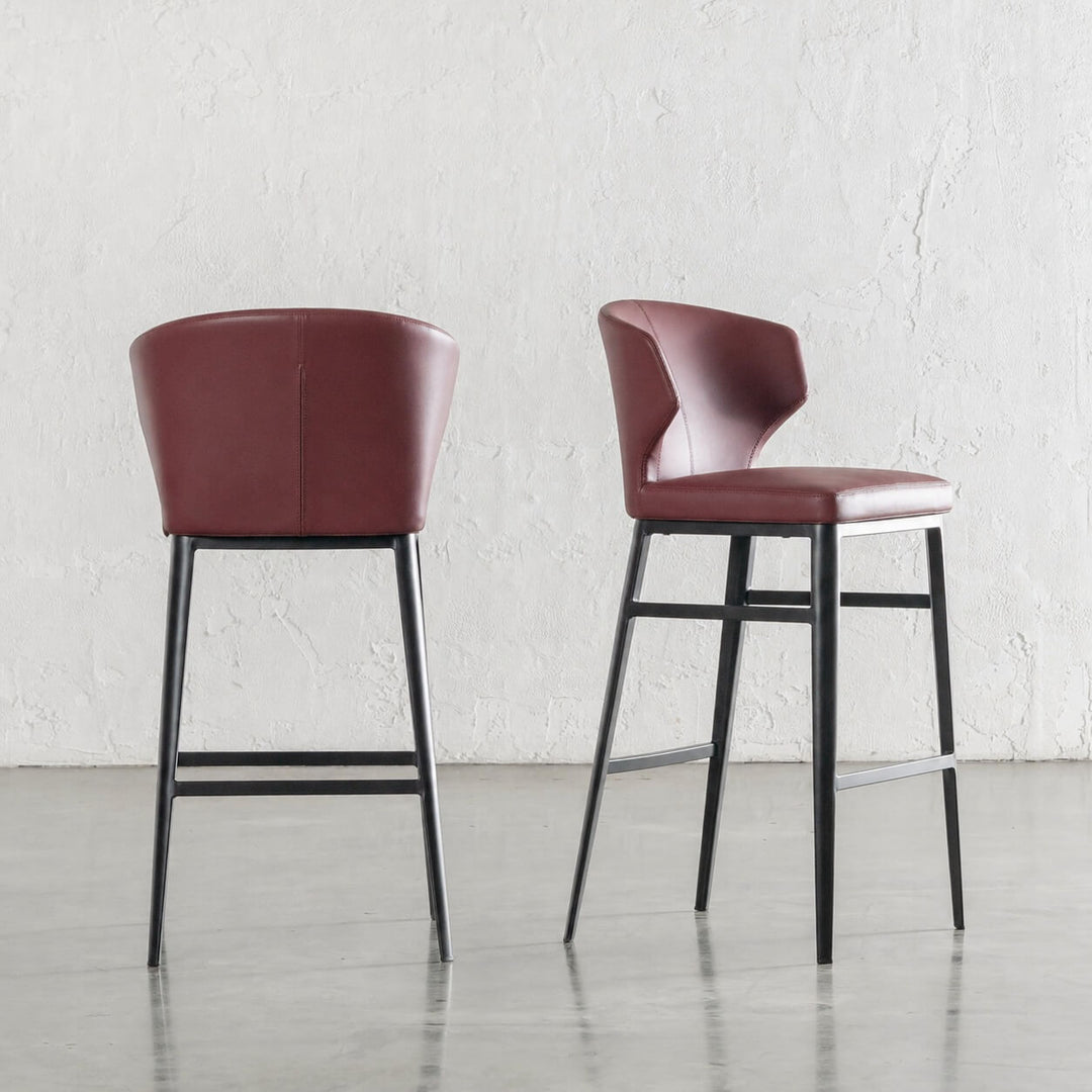 ANDERS BAR CHAIR  |  BURNISHED CURRANT VEGAN LEATHER
