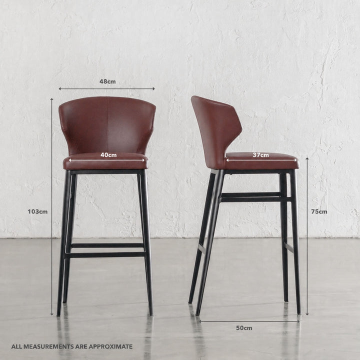 ANDERS BAR CHAIR  |  BURNISHED CURRANT VEGAN LEATHER