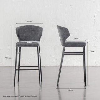 ANDERS BAR CHAIR   |  GRANITE SHADOW WEAVE | MEASUREMENTS