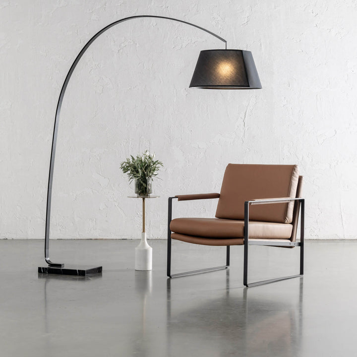 ARC EIGHTY CURVE FLOOR LAMP  |  BLACK + BLACK MARBLE BASE