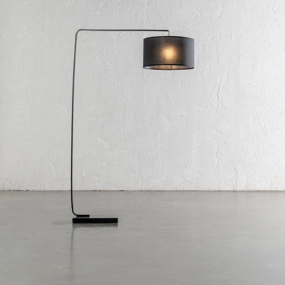 ARC NINETY SQUARE FLOOR LAMP  |  BLACK + BLACK MARBLE BASE