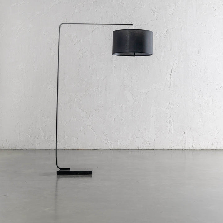 ARC NINETY SQUARE FLOOR LAMP  |  BLACK + BLACK MARBLE BASE