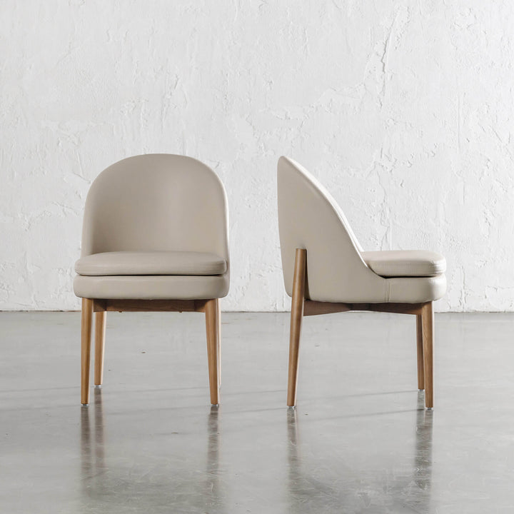 ARCHER VEGAN LEATHER DINING CHAIR  |  STOWE SAND BEIGE + BIRCH ASH