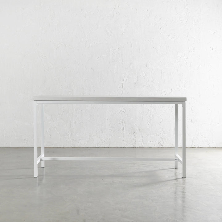 ARIA CONCRETE GRANITE BAR TABLE UNSTYLED | 200CM | BIANCO CIMENT + WHITE FRAME