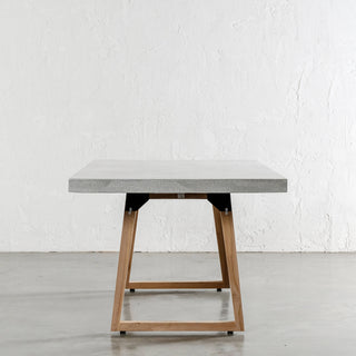 ARIA GRANITE CONCRETE DINING TABLE + SCANDI LEG  |  ZINC ASH  |  END VIEW