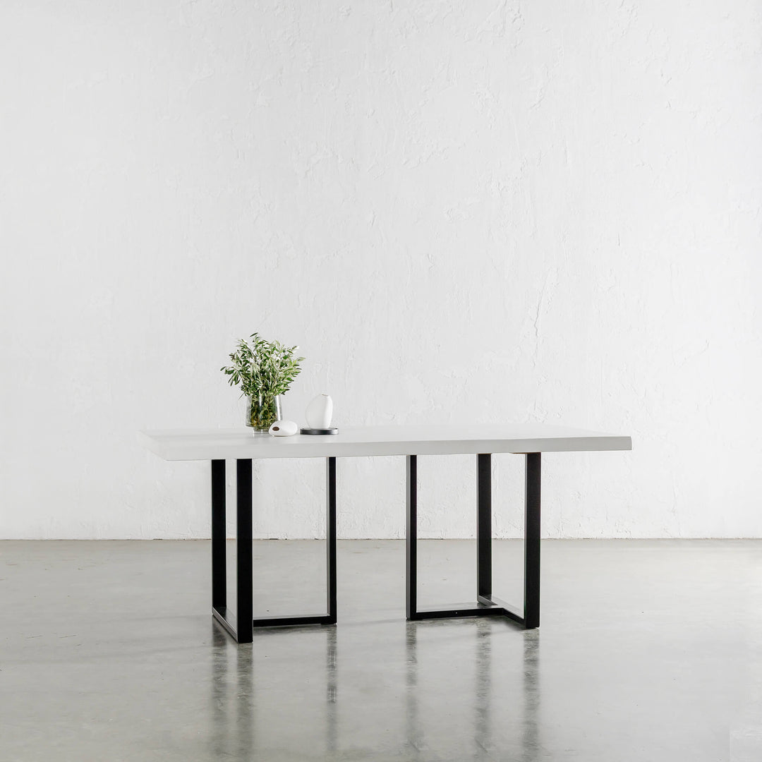 ARIA HALMSTAD DINING TABLE  |  BIANCO CIMENT + BLACK IRON LEGS  |  180CM